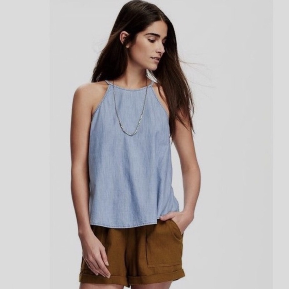 Chambray Tank Top Denim Halter